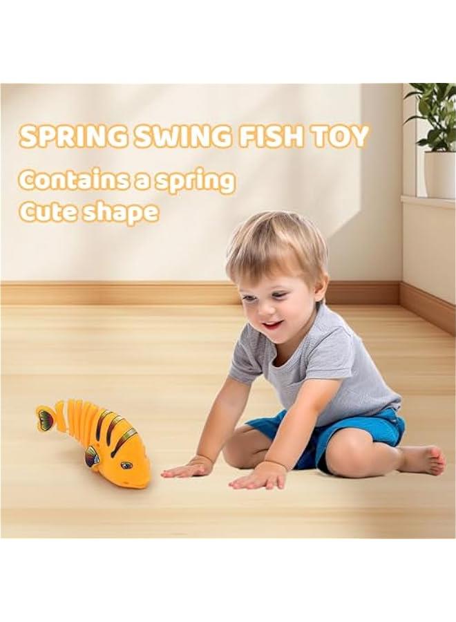 Plastic Wind-Up Wiggle Fish Toys,Interactive Clockwork Swinging Cartoon Fish Toys,Creative 360° Rotating Clockwork Swinging Cartoon Toy for Birthday Party Gift (Mix Color4set Random Color) - Image 2