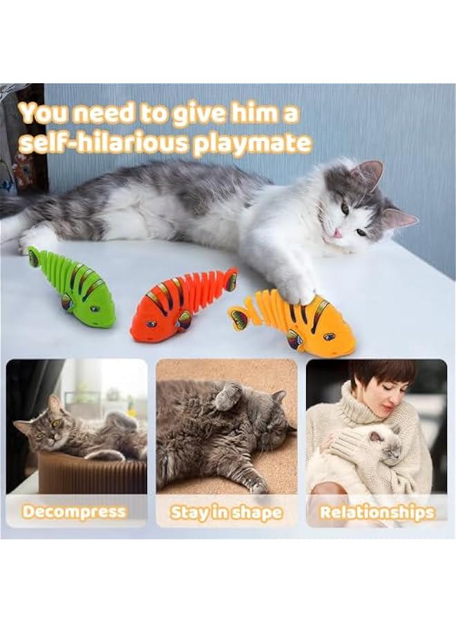 Plastic Wind-Up Wiggle Fish Toys,Interactive Clockwork Swinging Cartoon Fish Toys,Creative 360° Rotating Clockwork Swinging Cartoon Toy for Birthday Party Gift (Mix Color4set Random Color) - Image 3