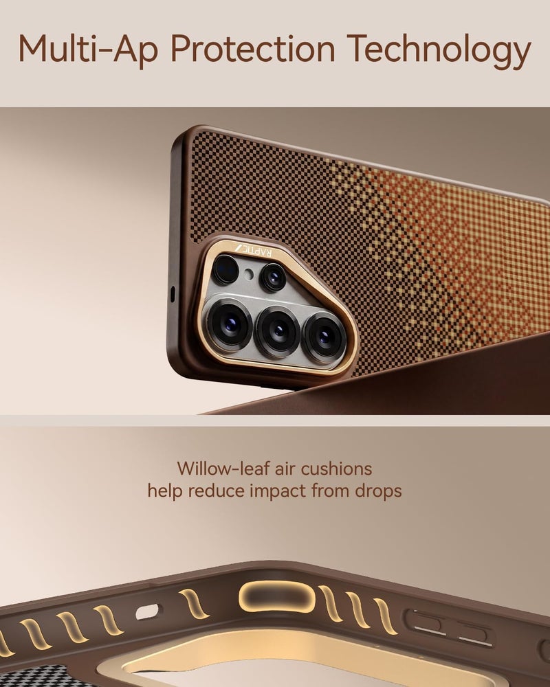 RAPTIC Aramid Dual for Samsung Galaxy S26 ULTRA case [MagSafe compatible] 1500D Aramid Fiber [Military Grade 13 Feet Drop tested] Hybrid cover TPU Shock Absorbing Bumper - Serenity Amber - Image 5