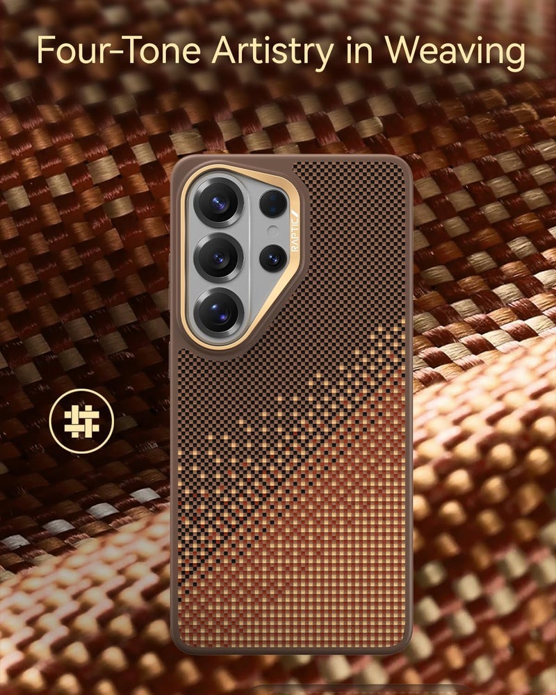 RAPTIC Aramid Dual for Samsung Galaxy S26 ULTRA case [MagSafe compatible] 1500D Aramid Fiber [Military Grade 13 Feet Drop tested] Hybrid cover TPU Shock Absorbing Bumper - Serenity Amber - Image 3
