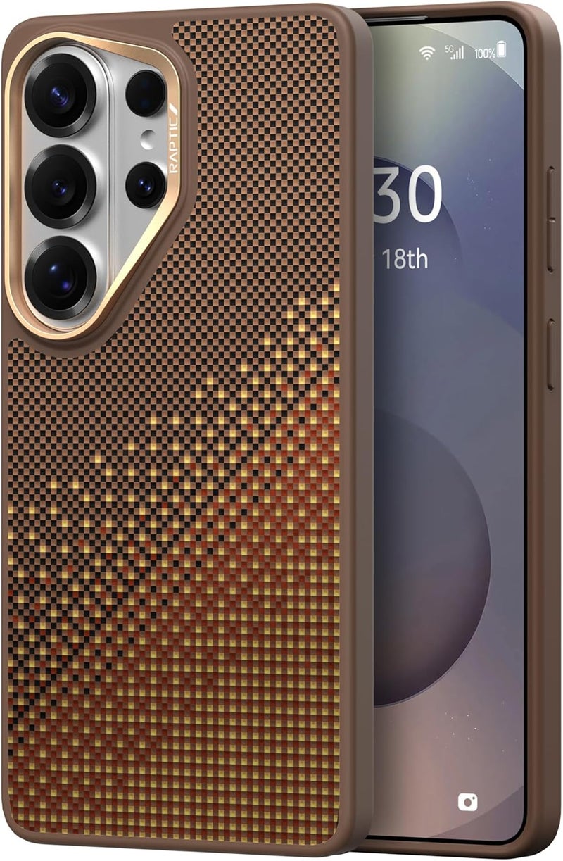 RAPTIC Aramid Dual for Samsung Galaxy S26 ULTRA case [MagSafe compatible] 1500D Aramid Fiber [Military Grade 13 Feet Drop tested] Hybrid cover TPU Shock Absorbing Bumper - Serenity Amber - Image 1
