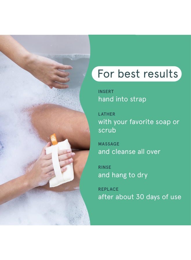 cleanlogic Organic Cotton Exfoliating Body Scrubber, Reusable Exfoliator Tool for Smooth and Softer Skin, Daily Skincare Routine, Natural, 3 Count Value Pack - Image 4