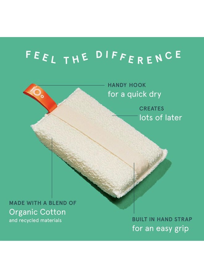 cleanlogic Organic Cotton Exfoliating Body Scrubber, Reusable Exfoliator Tool for Smooth and Softer Skin, Daily Skincare Routine, Natural, 3 Count Value Pack - Image 2