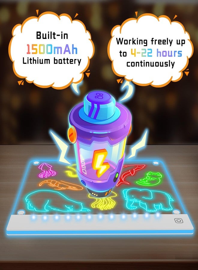 YONHAN Rechargeable LED Drawing Board for Kids with 7 Colors, Magnetic LED Note Lumi Board with 4 Magnets and Invisible Stand, Light up Acrylic Dry Erase Board Gift Toy for Kids/Girls - Image 4