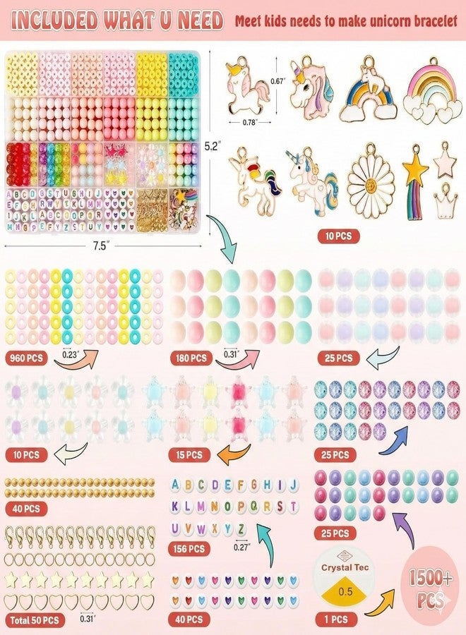 YIFELY Unicorn Bracelet Making Kit for Girls – DIY Jewelry Craft Set with Pastel Pony Beads, Alphabet Letters, Gold Enamel Charms, Crystal Beads & Elastic String – Best Arts & Crafts Gift for Kids Ages 6-12 - Image 2