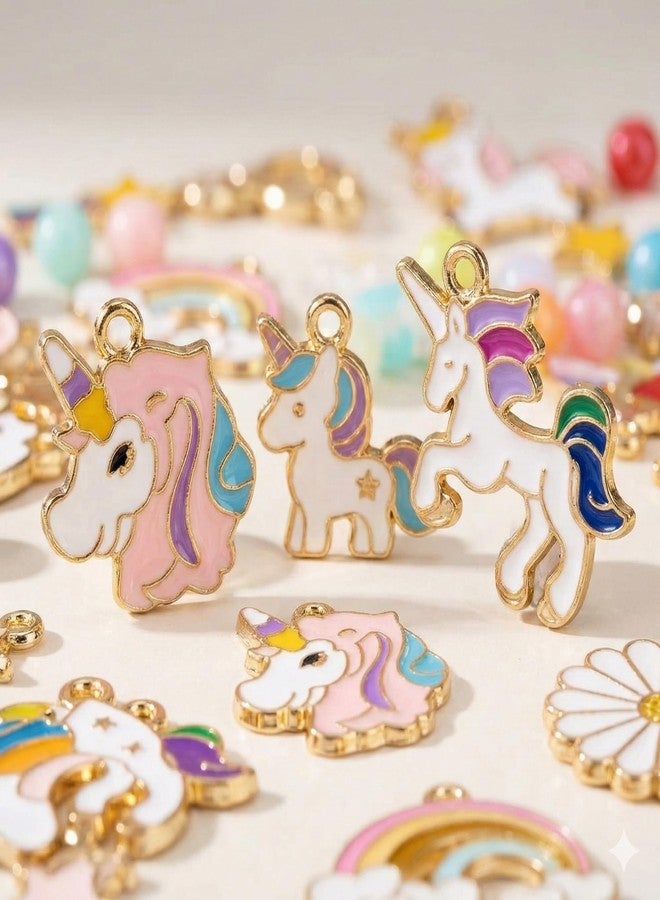 YIFELY Unicorn Bracelet Making Kit for Girls – DIY Jewelry Craft Set with Pastel Pony Beads, Alphabet Letters, Gold Enamel Charms, Crystal Beads & Elastic String – Best Arts & Crafts Gift for Kids Ages 6-12 - Image 4