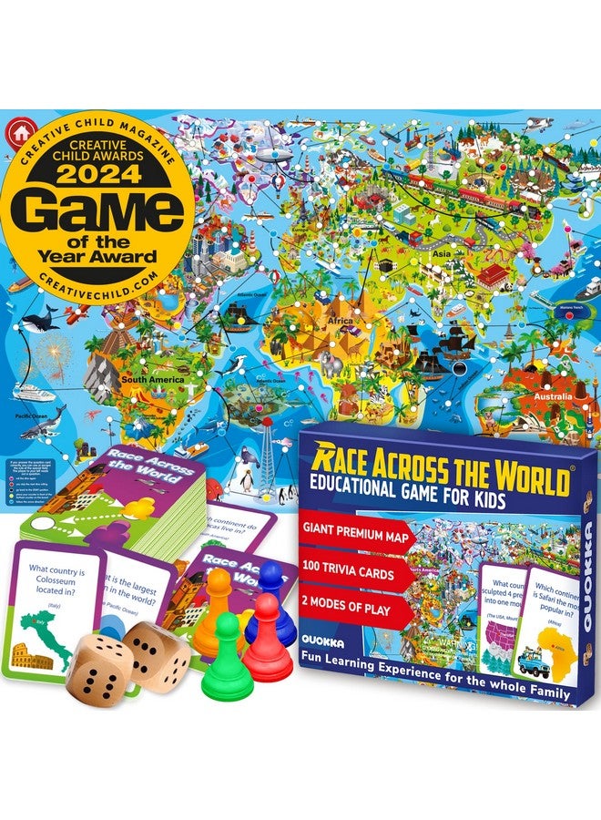 QUOKKA Board Game 1 to 10 Players - Learning, Educational - Geography, World - 100 Question Cards, Top Facts - Indoor, Outdoor - Kids, Teens, Adults, Family - Image 1