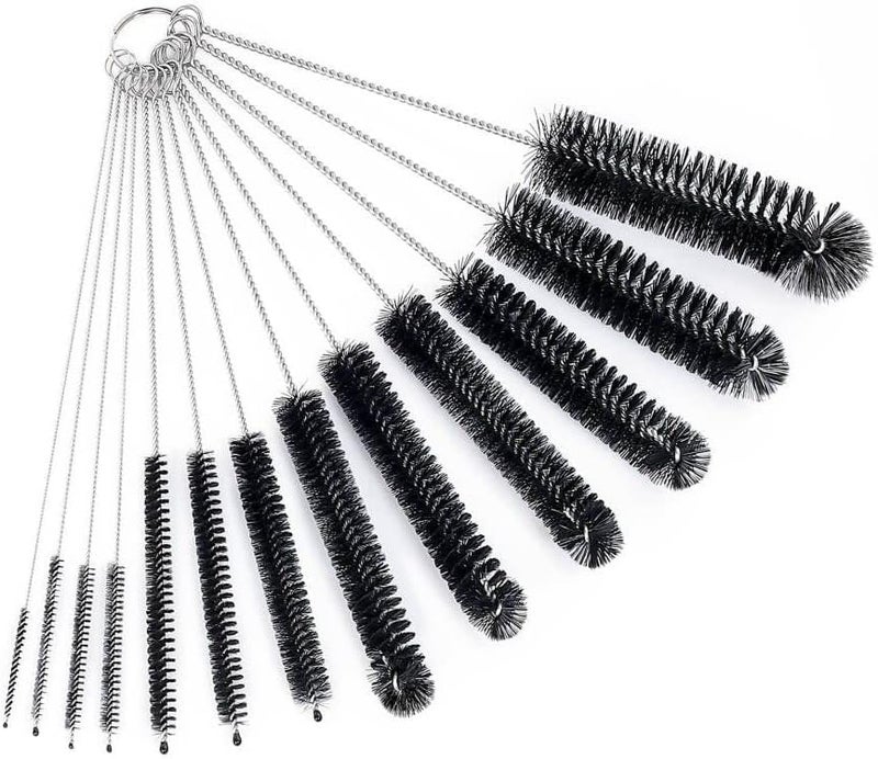 CiaraQ Bottle Cleaning Brushes, 8 Inch Nylon Tube Brush Set, Cleaner for Narrow Neck Bottles Cups with Hook, Set of 13pcs. Black Multi-use qualified quality - Image 1