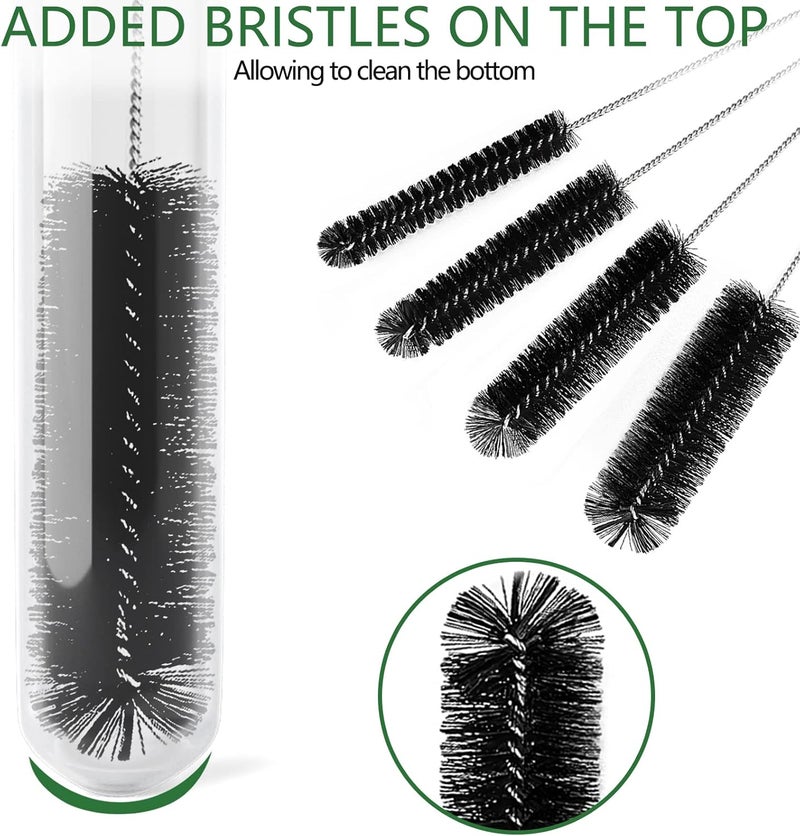 CiaraQ Bottle Cleaning Brushes, 8 Inch Nylon Tube Brush Set, Cleaner for Narrow Neck Bottles Cups with Hook, Set of 13pcs. Black Multi-use qualified quality - Image 3