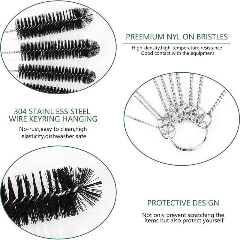 CiaraQ Bottle Cleaning Brushes, 8 Inch Nylon Tube Brush Set, Cleaner for Narrow Neck Bottles Cups with Hook, Set of 13pcs. Black Multi-use qualified quality - Image 4