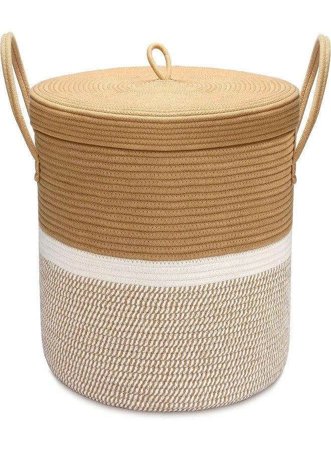 HOME FIESTA THE FIRST HOME DECOR Storage Basket with Lid, Cotton Rope Storage Baskets, Laundry Hamper, Toy Bin, for Toys Towels Blankets Storage in Living Room Baby Nursery (LD5) - Image 1