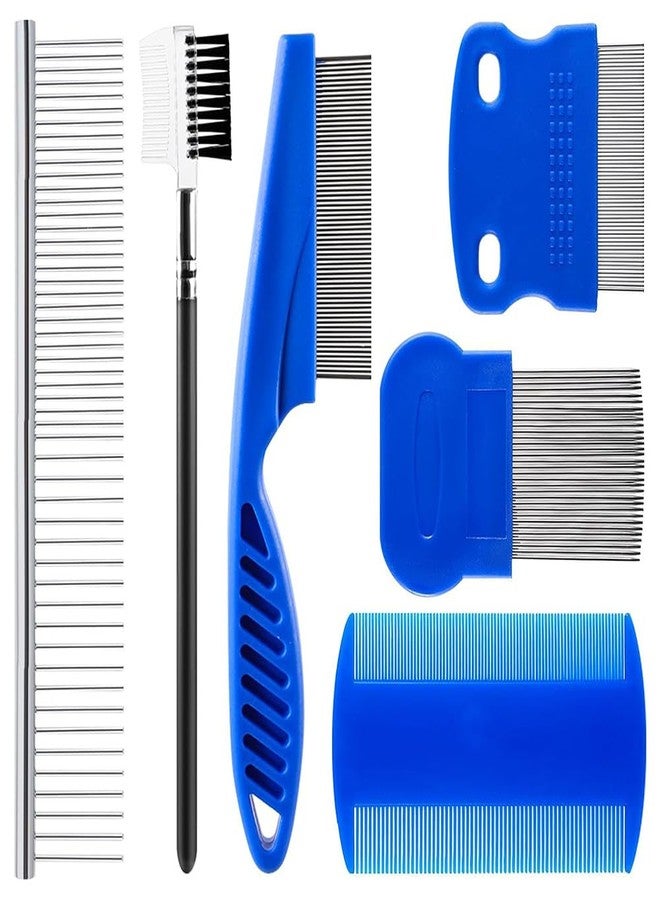 Liyujuping 6 Pack Pets Grooming Comb Set, Flea Comb Set for Cats & Dogs, Professional Grooming Accessories for Pet, Flea Brush & Double Sided Tear Stain Remover - Image 1