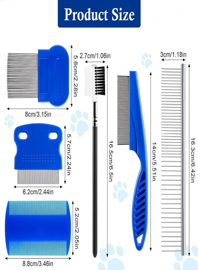 Liyujuping 6 Pack Pets Grooming Comb Set, Flea Comb Set for Cats & Dogs, Professional Grooming Accessories for Pet, Flea Brush & Double Sided Tear Stain Remover - Image 3