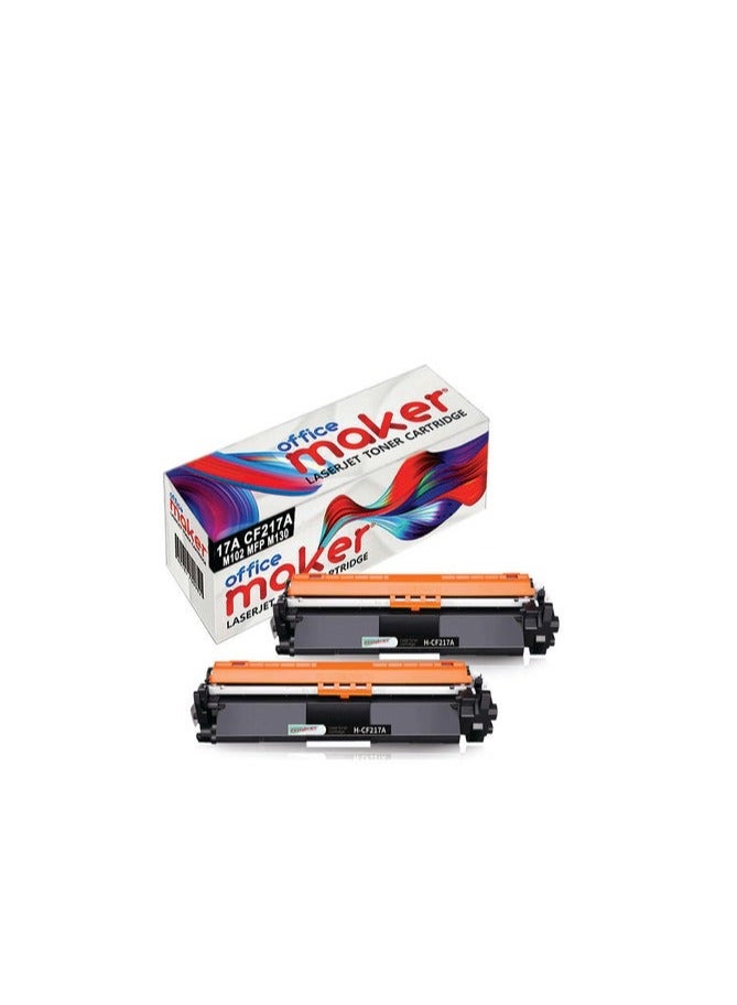 Office Maker 17A CF217A 2-Piece Laserjet Toner Cartridge for  Printer Black