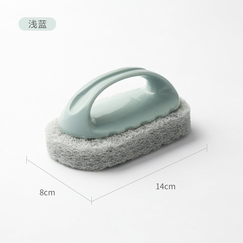 Household Tile Cleaning Brush, Nordic Style Kitchen Sponge with Handle, Multi-Functional Solid Color Bath & Stovetop  Cleaner