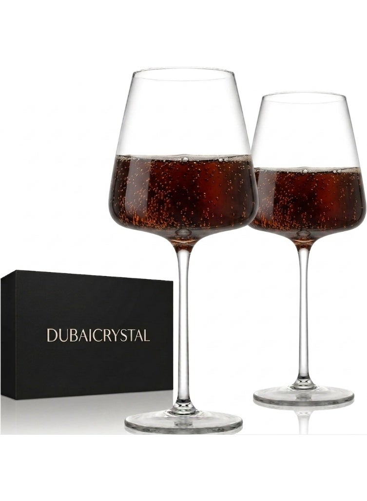 DubaiCrystal Wine Glasses,White Red Wine Glasses Set of 2,Lead-Free Premium Crystal Clear Glass,Hand Blown Italian Style Burgundy Long Stem Wine Glasses,Great Gift Packaging