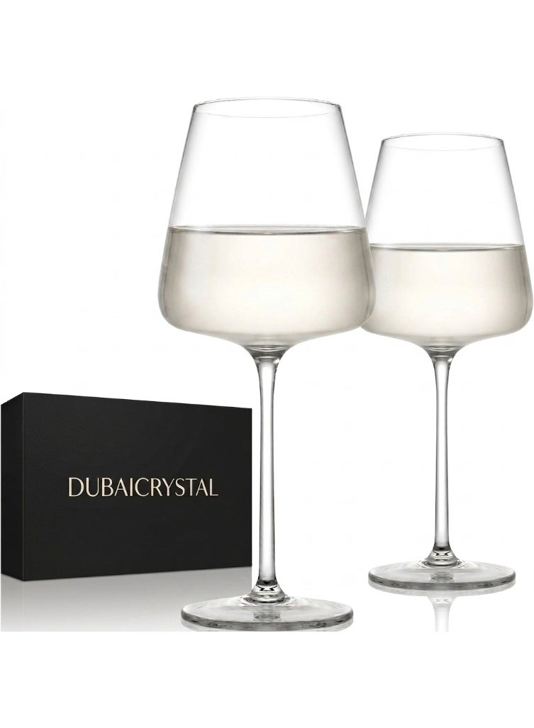 DubaiCrystal Wine Glasses,White Red Wine Glasses Set of 2,Lead-Free Premium Crystal Clear Glass,Hand Blown Italian Style Burgundy Long Stem Wine Glasses,Great Gift Packaging - Image 2