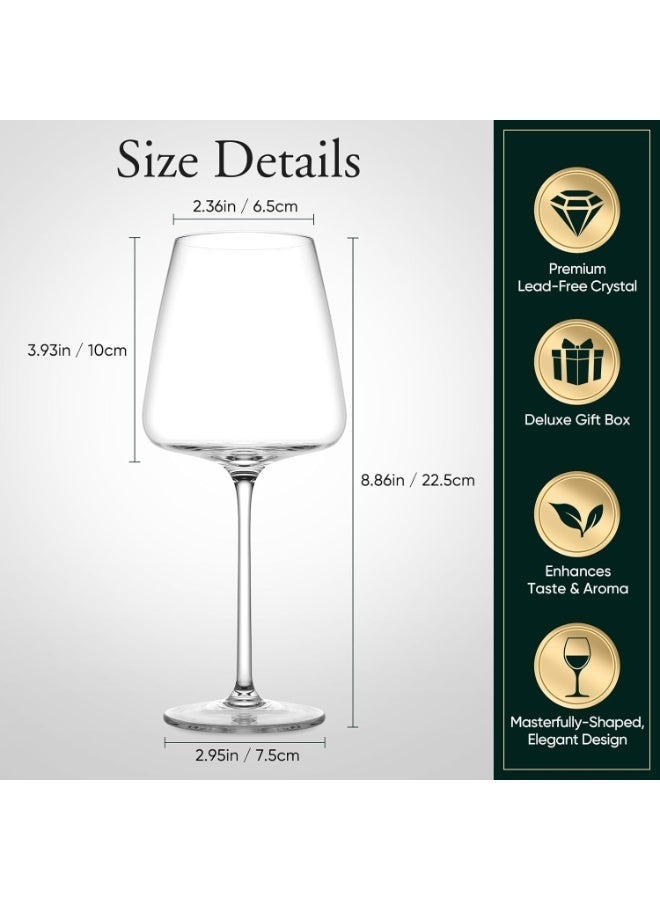 DubaiCrystal Wine Glasses,White Red Wine Glasses Set of 2,Lead-Free Premium Crystal Clear Glass,Hand Blown Italian Style Burgundy Long Stem Wine Glasses,Great Gift Packaging - Image 3