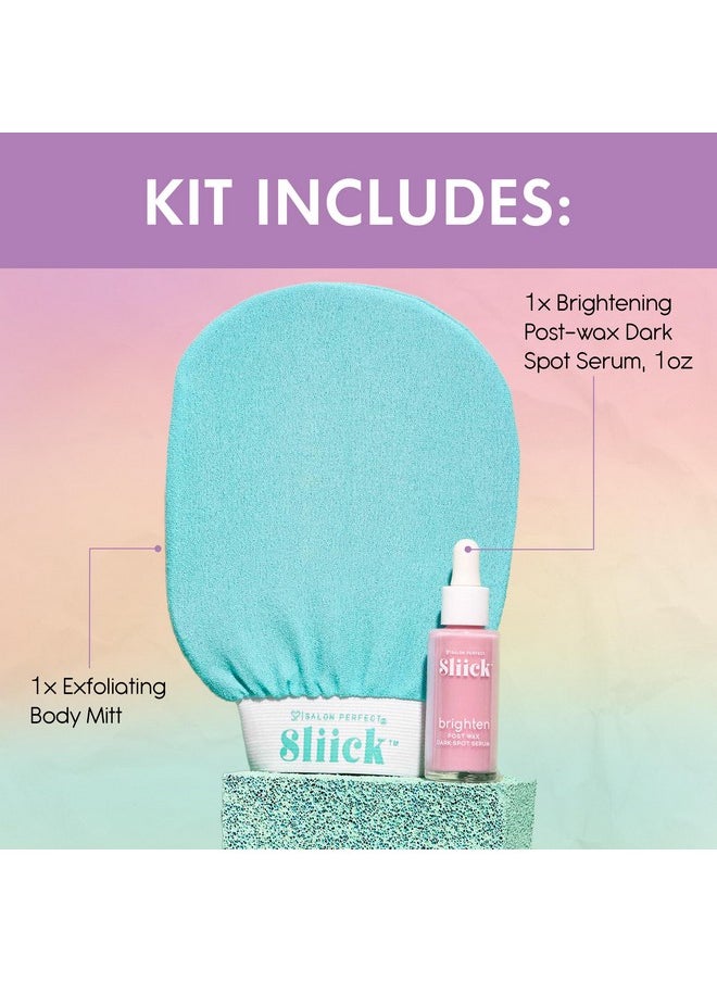 Salon Perfect Sliick Buff + Brighten Ingrown Hair Rescue Kit - Exfoliating Body Mitt & Post Wax Dark Spot Serum - Treats Ingrown Hairs, Razor Bumps, & Dark Spots, 1oz  - Image 4