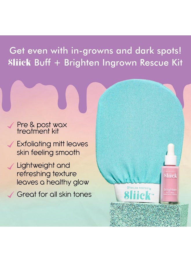Salon Perfect Sliick Buff + Brighten Ingrown Hair Rescue Kit - Exfoliating Body Mitt & Post Wax Dark Spot Serum - Treats Ingrown Hairs, Razor Bumps, & Dark Spots, 1oz  - Image 2