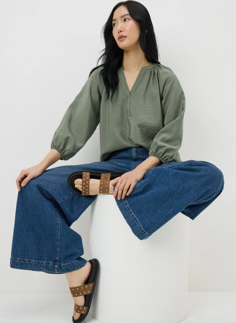 ماتلان Olive 3/4 Sleeve Popover Blouse