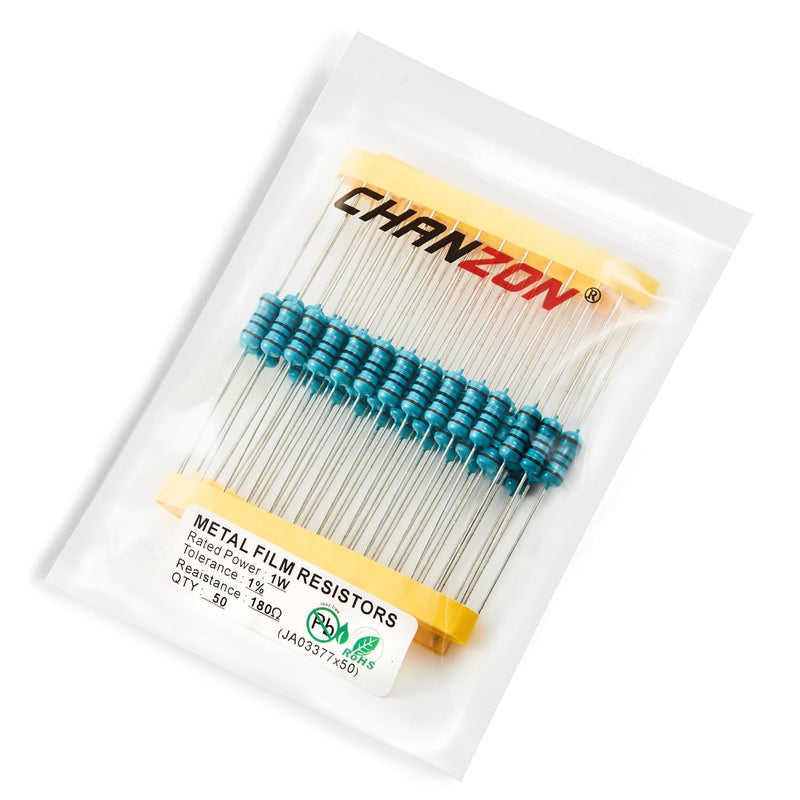CHANZON 50pcs 1W 180Ω ohm Metal Film Fixed Resistor 0.01 ±1% Tolerance 180 R MF Through Hole Resistors Current Limiting Rohs Certificated - Image 4