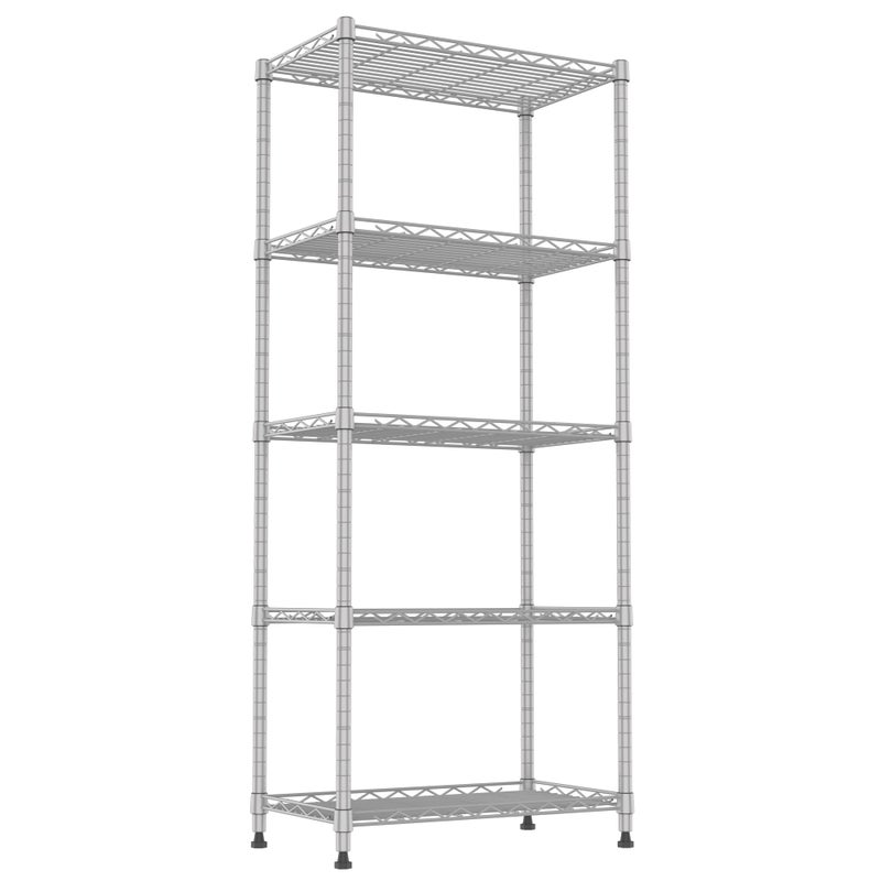 REGILLER 5Wire Shelving Metal Storage Rack Adjustable ShelvesStanding Storage Shelf Units for Laundry Bathroom Kitchen Pantry ClosetSilver118 D x 212 W x 535 H