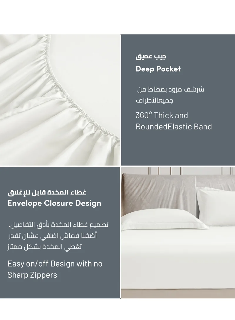 Donetella Bedding Fitted Sheet - Fits 180x200 Cm For King Bed - 3 Pcs (1 Fitted Sheet and 2 Pillowcases) - 35 Cm Deep Pocket - Solid Bed Sheet
