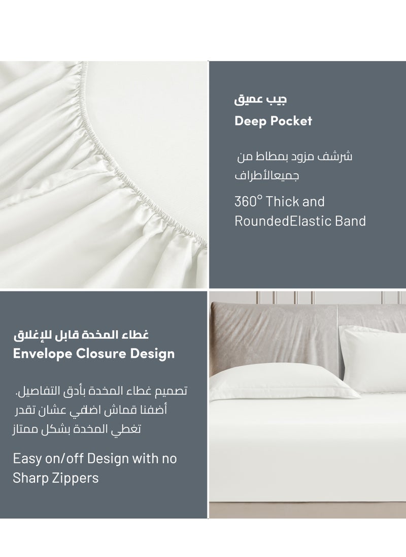 Donetella - Bedding Fitted Sheet - Fits 180x200 Cm For King Bed - 3 Pcs (1 Fitted Sheet and 2 Pillowcases) - 35 Cm Deep Pocket - Solid Bed Sheet - Image 1