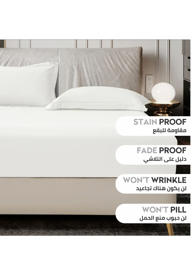 Donetella Bedding Fitted Sheet - Fits 180x200 Cm For King Bed - 3 Pcs (1 Fitted Sheet and 2 Pillowcases) - 35 Cm Deep Pocket - Solid Bed Sheet