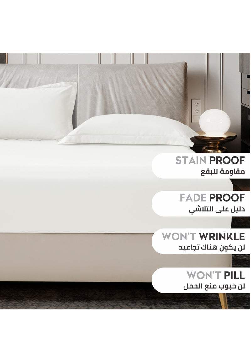 Donetella - Bedding Fitted Sheet - Fits 180x200 Cm For King Bed - 3 Pcs (1 Fitted Sheet and 2 Pillowcases) - 35 Cm Deep Pocket - Solid Bed Sheet - Image 1