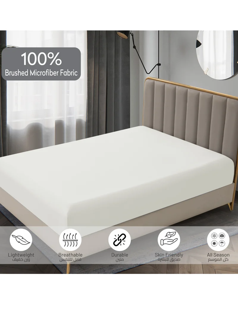 Donetella Bedding Fitted Sheet - Fits 180x200 Cm For King Bed - 3 Pcs (1 Fitted Sheet and 2 Pillowcases) - 35 Cm Deep Pocket - Solid Bed Sheet