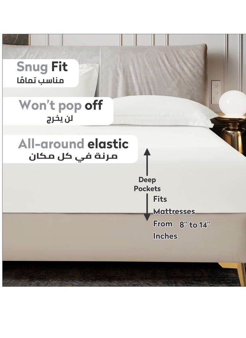 Donetella - Bedding Fitted Sheet - Fits 180x200 Cm For King Bed - 3 Pcs (1 Fitted Sheet and 2 Pillowcases) - 35 Cm Deep Pocket - Solid Bed Sheet - Image 1