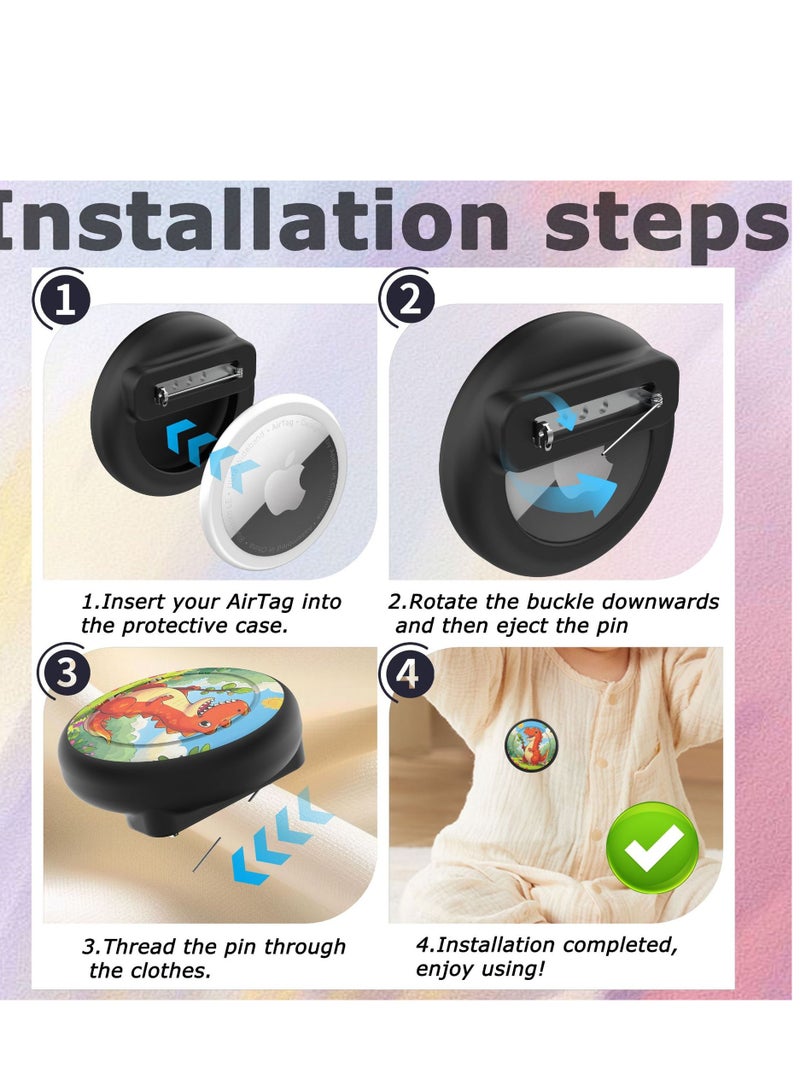 Innoshine 2 Pack Fun cartoon AirTag Case for Boys and Girls Silicone AirTag Holder for Kids  Anti-Lost AirTag Cover with Safety Pin - Image 4