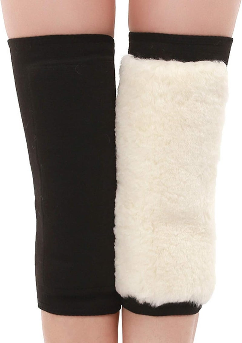 JUMISEE 1 Pair Men Women Warm Fleece Lined Knee Pad Sleeve Leg Warmer Cotton Thermal Knee Support for Arthritis Pain Relief Yoga, XL - Image 1