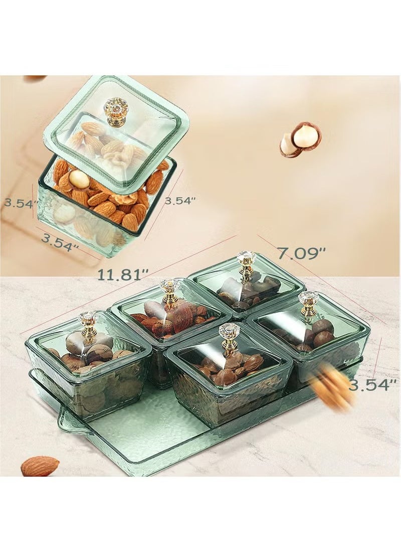 Arabest Snack Serving Tray with Lid 6 Clear Candy and Nut Serving Container set with Metal Rack, Plastic Appetizer Platter Relish Storage Organizer Plate Food Display Bowls for Vegetables Candy Fruit Dips  - Image 5