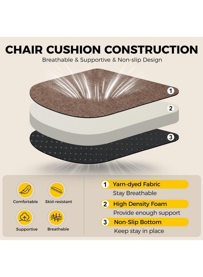 downluxe downluxe Indoor Chair Cushions for Dining Chairs, Soft and Comfortable Textured Foam Kitchen Chair Pads with Ties and Non-Slip Backing, 16" x 16" x 2", Brown, 6 Pack  - Image 3