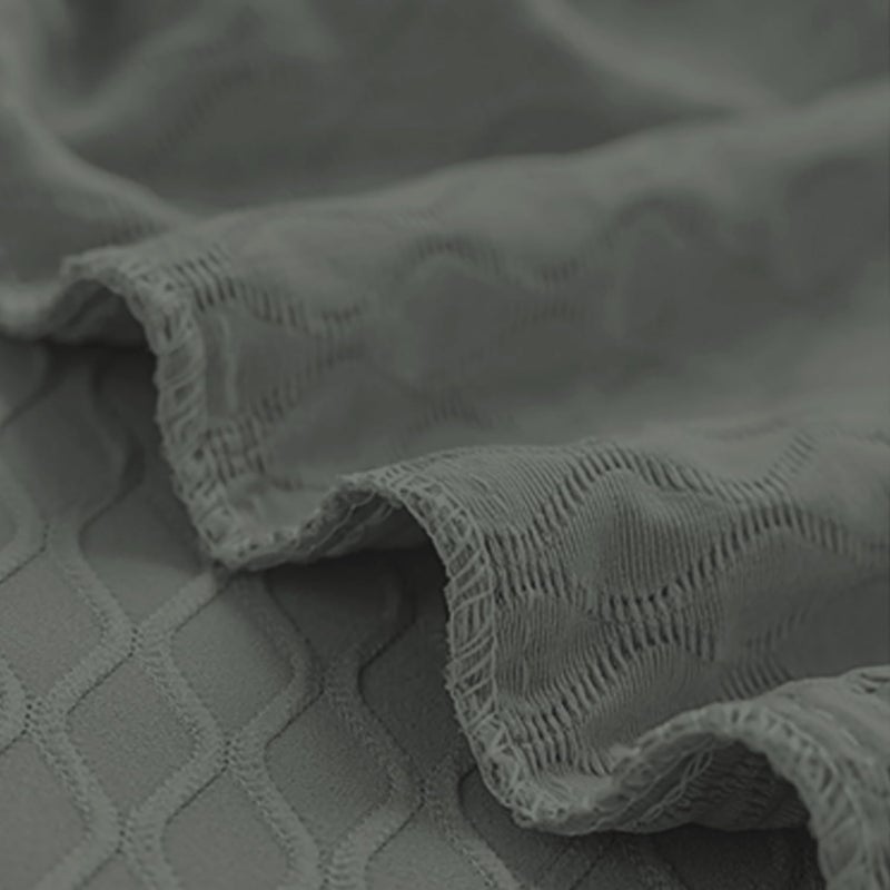Lukzer غطاء أريكة جاكار عالمي 3 مقاعد من لوكزر مع 2 غطاء وسادة لمسة ناعمة مرنة قابلة للتمدد (رمادي داكن باستيل بنمط الماس المنحني/SC-150-03/180-230 سم) (220 غرام لكل متر مربع) - Image 5