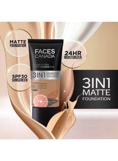 Facescanada Faces Canada All Day Hydra Matte Foundation ; 3In1 Foundation + Moisturizer + Spf 30 ; 24 Hr Aloe Hydration & Vitamin C ; 10Hr Long Wear ; Medium To High Buildable Coverage ; Rose Ivory 011 ; 25Ml  - Image 4