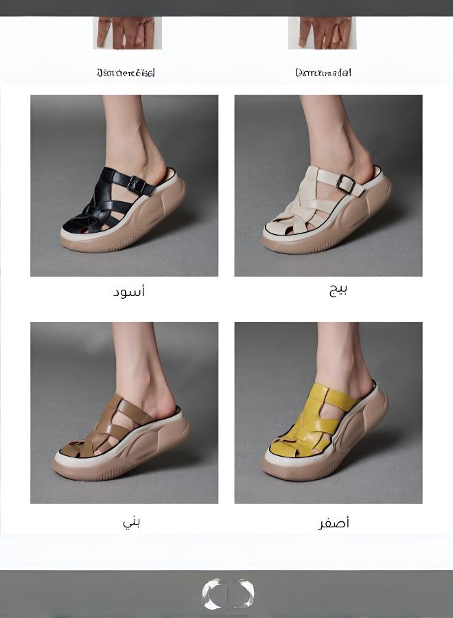 صنادل نسائية جديدة بتصميم ريترو ورباطات على المنصة السميكة ومريحة للارتداء في الصيف ولقضاء الوقت في الخارج - Image 4