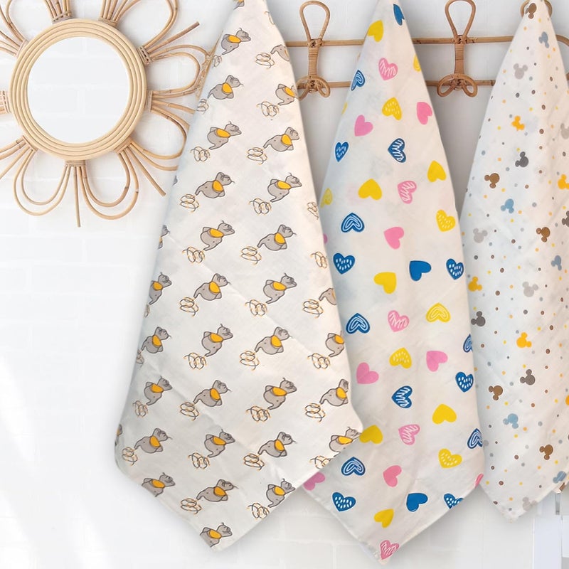 ZIKKU Baby Muslin Swaddle Wraps (Set of 3) - 100% Cotton, Ultra-Soft, Breathable & Multi-Purpose Baby Blankets - Large 115x95 cm, Ideal for Newborns, Infants & Toddlers - Image 1