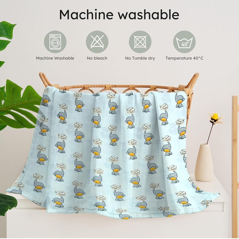 ZIKKU Baby Muslin Swaddle Wraps (Set of 3) - 100% Cotton, Ultra-Soft, Breathable & Multi-Purpose Baby Blankets - Large 115x95 cm, Ideal for Newborns, Infants & Toddlers - Image 5
