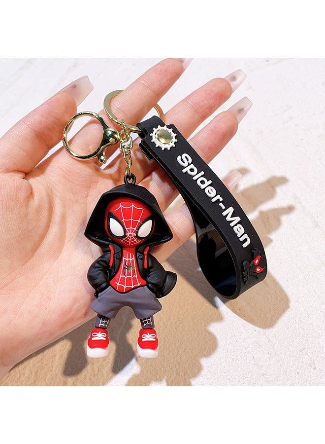 Wffo Cartoon Marvel Keychain -Keychain Gift for Boys, Cartoon Keychains Accessories Keyring Key Purse Backpack Car Charms - Good Evil Spider-Man - Black - Image 3