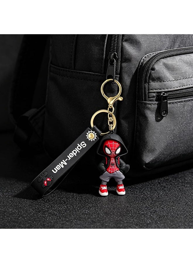 Wffo Cartoon Marvel Keychain -Keychain Gift for Boys, Cartoon Keychains Accessories Keyring Key Purse Backpack Car Charms - Good Evil Spider-Man - Black - Image 4