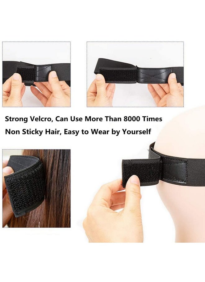 bodbop - Elastic Band For Wigs Fixing Band Adjustable Toupee Bands With Velco Ends Fix Wig Edges Elastic Hair Band Headband For Wigs Edge Wrap Strong Elasticity Strap Lay Laying Belt Hair Closure 2 Pcs (Black) - Image 1