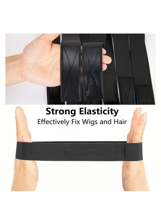 bodbop - Elastic Band For Wigs Fixing Band Adjustable Toupee Bands With Velco Ends Fix Wig Edges Elastic Hair Band Headband For Wigs Edge Wrap Strong Elasticity Strap Lay Laying Belt Hair Closure 2 Pcs (Black) - Image 1