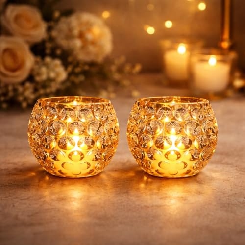 VERVENIX Tea Light Candle Holder Pack of 2, Warm White| Flameless & Smokeless Home Decorative Candles - Transparent Acrylic LED Tea Light Candles for Christmas, Festivals - Image 1