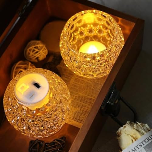 VERVENIX Tea Light Candle Holder Pack of 2, Warm White| Flameless & Smokeless Home Decorative Candles - Transparent Acrylic LED Tea Light Candles for Christmas, Festivals - Image 2