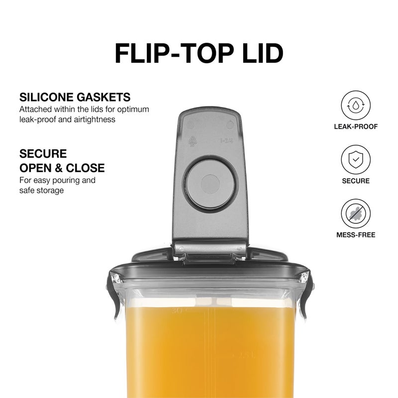 LocknLock Aqua Fridge Door Water Jug with Handle BPA Free Plastic Pitcher with Flip Top Lid Perfect for Making Teas and Juices, 3 Quarts, Gray - Image 5