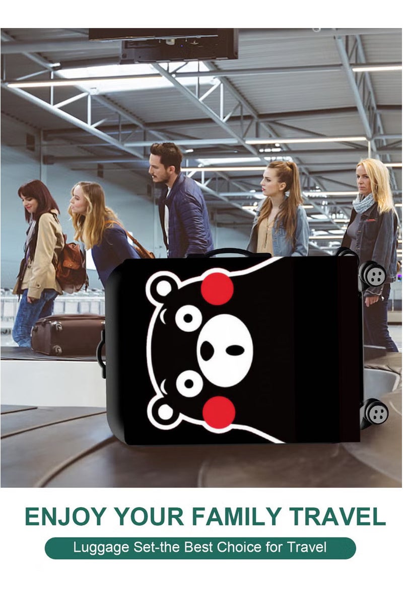 TNGames Black Bear Cute & Stain-Resistant Design Extra Thick & Highly Elastic Suitcase Protector Cover (Fits 22-25 Inch Luggage) + Free Macaron Apple Green PVC Luggage Tag | Dustproof & Scratchproof - Easy Airport Identification - Image 2